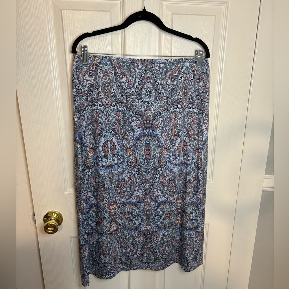 J. Jill Paisley Pull-On Knit Skirt | Size Medium Petite | Boho Comfy Classic